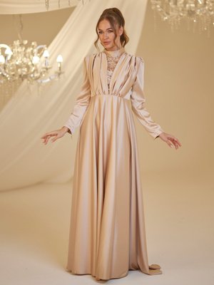 Gold Rengi Elif Abiye Elbise