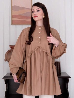 Karamel İnci Detaylı Robalı Tunik