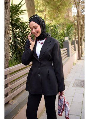 Siyah Önü Pens Detaylı Kruvaze Ceket Siyah Önü Pens Detaylı Kruvaze Ceket