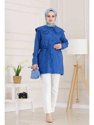 Bebe Mavi Çift Yaka Dantelli Tunik Bebe Mavi Çift Yaka Dantelli Tunik