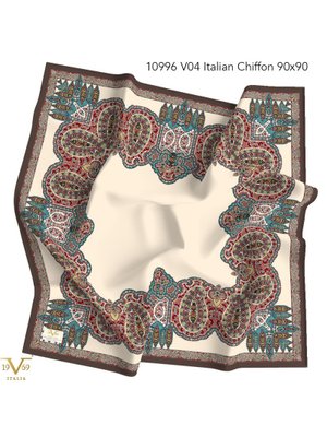 Koyu Vizon Etro Desen İtalyan Şifon Seri Eşarp Askısı İle Birlikte 90x90 Cm
