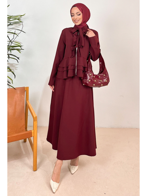 Bordo Nesla Tunik Etek İkili Takım Bordo Nesla Tunik Etek İkili Takım
