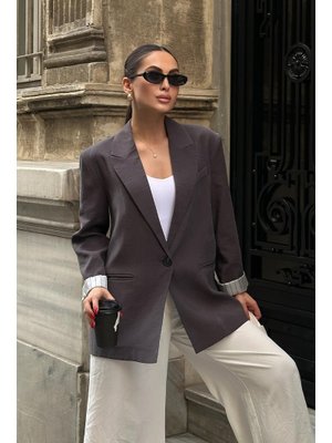 Antrasit Çizgili Astarlı Modal Spor Ceket Antrasit Çizgili Astarlı Modal Spor Ceket