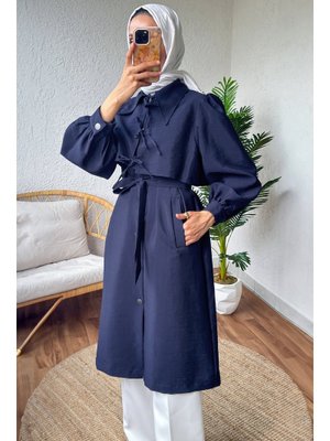 Lacivert Bolero Detaylı Trençkot