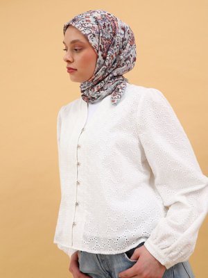 Etnik Desen Soft Eşarp Cok Renkli