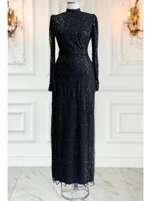 Siyah Gülce Abiye Elbise