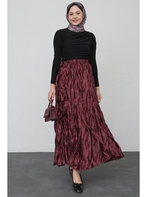 Saten Kraş Bordo Etek Saten Kraş Bordo Etek