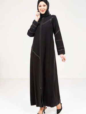 Siyah Spor Dikişli Ferace Siyah Spor Dikişli Ferace