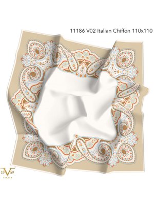 Kahverengi Desenli İtalyan Şifon Seri Eşarp Askısı İle Birlikte 110x110 Cm