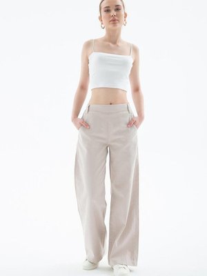 Bej Cepli Geniş Paça Pantolon