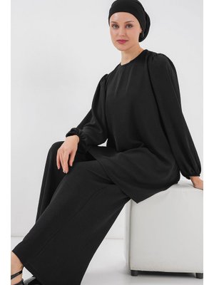 Siyah Ayrobin Tunik Pantolon Alt Üst Takım Siyah Ayrobin Tunik Pantolon Alt Üst Takım