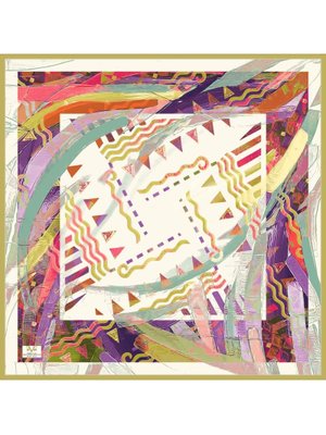 Mavi Desenli İtalyan Şifon Eşarp Askısı İle Birlikte 110x110 Cm