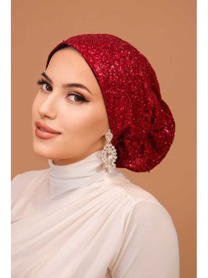 Simli Çağla Abiye Hazır Türban Bone Simli Çağla Abiye Hazır Türban Bone