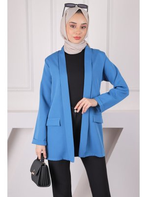İndigo Şal Yaka Krep Ceket
