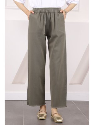 Haki Bel Lastikli Cepli Gabardin Pantolon Haki Bel Lastikli Cepli Gabardin Pantolon
