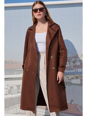 Kahverengi Kruvaze Yaka Trençkot Kahverengi Kruvaze Yaka Trençkot