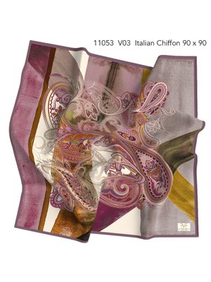 Taba Desenli İtalyan Şifon Eşarp Askısı İle Birlikte 90x90 Cm Bej