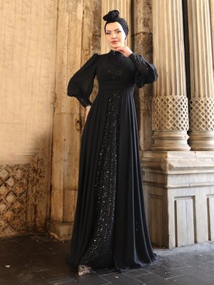 Siyah Alya Abiye Elbise