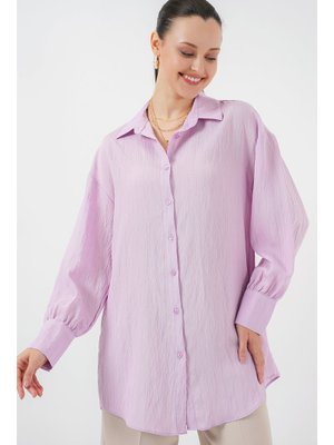 Lila Çizgili Uzun Gömlek Tunik Lila Çizgili Uzun Gömlek Tunik