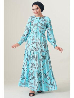 Turkuaz Desenli Elbise Turkuaz Desenli Elbise