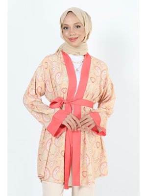 2121_desenli Beli Kuşaklı Kimono 2121_desenli Beli Kuşaklı Kimono