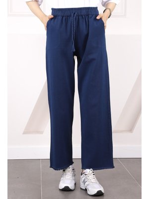 Lacivert Bel Lastikli Cepli Gabardin Pantolon Lacivert Bel Lastikli Cepli Gabardin Pantolon