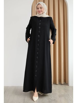 Damla Taş Desenli Siyah Ferace Damla Taş Desenli Siyah Ferace