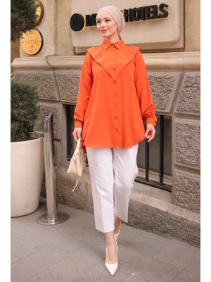 Kiremit Ön Detaylı Linda Tunik