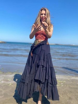 Renkli Özel Tasarım Ham Etnik Model Astarlı Carmen Uzun Etek Renkli Özel Tasarım Ham Etnik Model Astarlı Carmen Uzun Etek