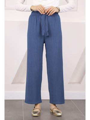 İndigo Bürümcük Bol Paça Pantolon İndigo Bürümcük Bol Paça Pantolon