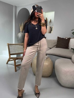 Taş Gabardin Havuç Model Beli Lastikli Pantolon