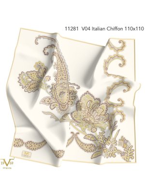 Kahverengi Desenli İtalyan Şifon Seri Eşarp Askısı İle Birlikte 110x110 Cm