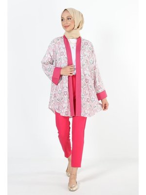 2121_desenli Beli Kuşaklı Kimono