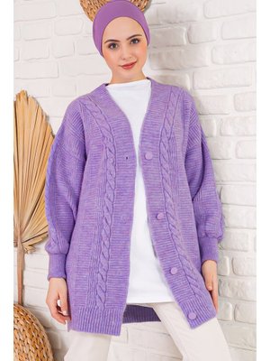 Koyu Lila Triko Hırka