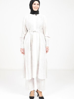 Ekru Kuşaklı Alt Üst Takım Ekru Kuşaklı Alt Üst Takım