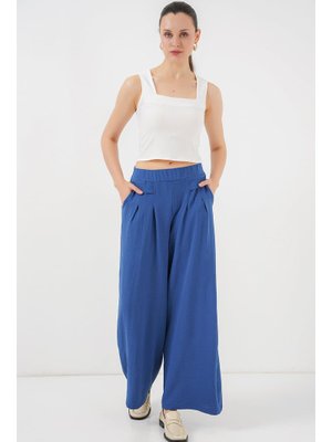 İndigo Geniş Paça Pileli Pantolon İndigo Geniş Paça Pileli Pantolon