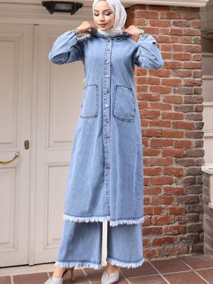 Buz Mavisi Püskül Detaylı Kot Takım Buz Mavisi Püskül Detaylı Kot Takım