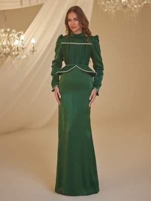 Zümrüt Yeşili Efsun Abiye Elbise
