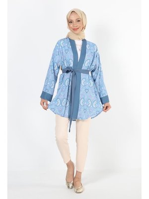 2121_desenli Beli Kuşaklı Kimono 2121_desenli Beli Kuşaklı Kimono