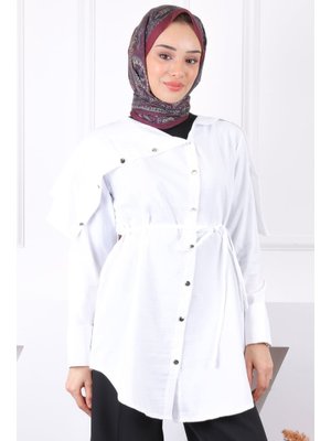 Ekru Yaka Detaylı Modal Tunik Ekru Yaka Detaylı Modal Tunik