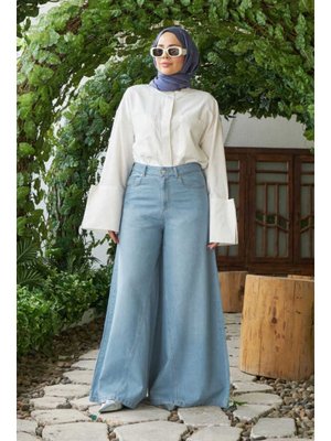 Açık Mavi Denim Pantolon Etek Açık Mavi Denim Pantolon Etek