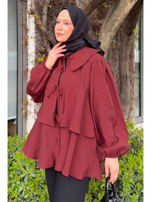 Bordo İp Bağcıklı Kat Kat Kimono Bordo İp Bağcıklı Kat Kat Kimono