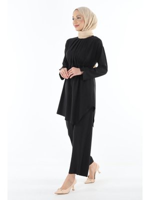 2112_ Asimetrik Kesim Tunik Pantolon İkili Takım