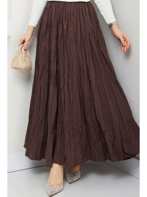 Kahve Kraşlı Bohem Etek