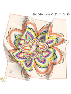 Somon Desenli İtalyan Şifon Seri Eşarp Askısı İle Birlikte 110x110 Cm Sarı