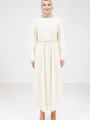 Ekru Dantel Elbise Ekru Dantel Elbise