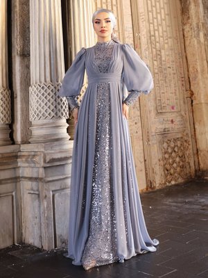 Gri Alya Abiye Elbise Gri Alya Abiye Elbise