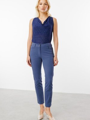 İndigo Beş Cep Dar Paça Kanvas Pantolon