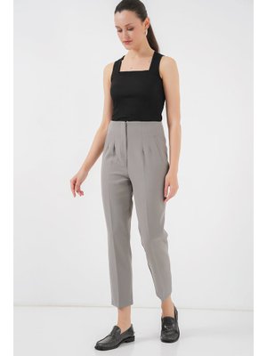 Gri Yüksek Bel Kumaş Pantolon Gri Yüksek Bel Kumaş Pantolon