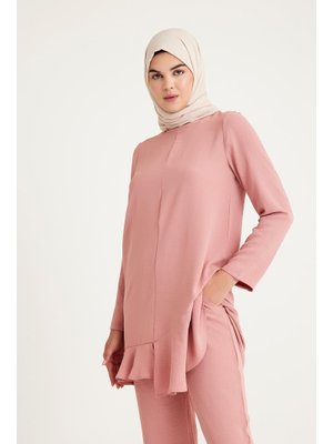 1757_ Fırfırlı Tunik & Pantolon İkili Takım